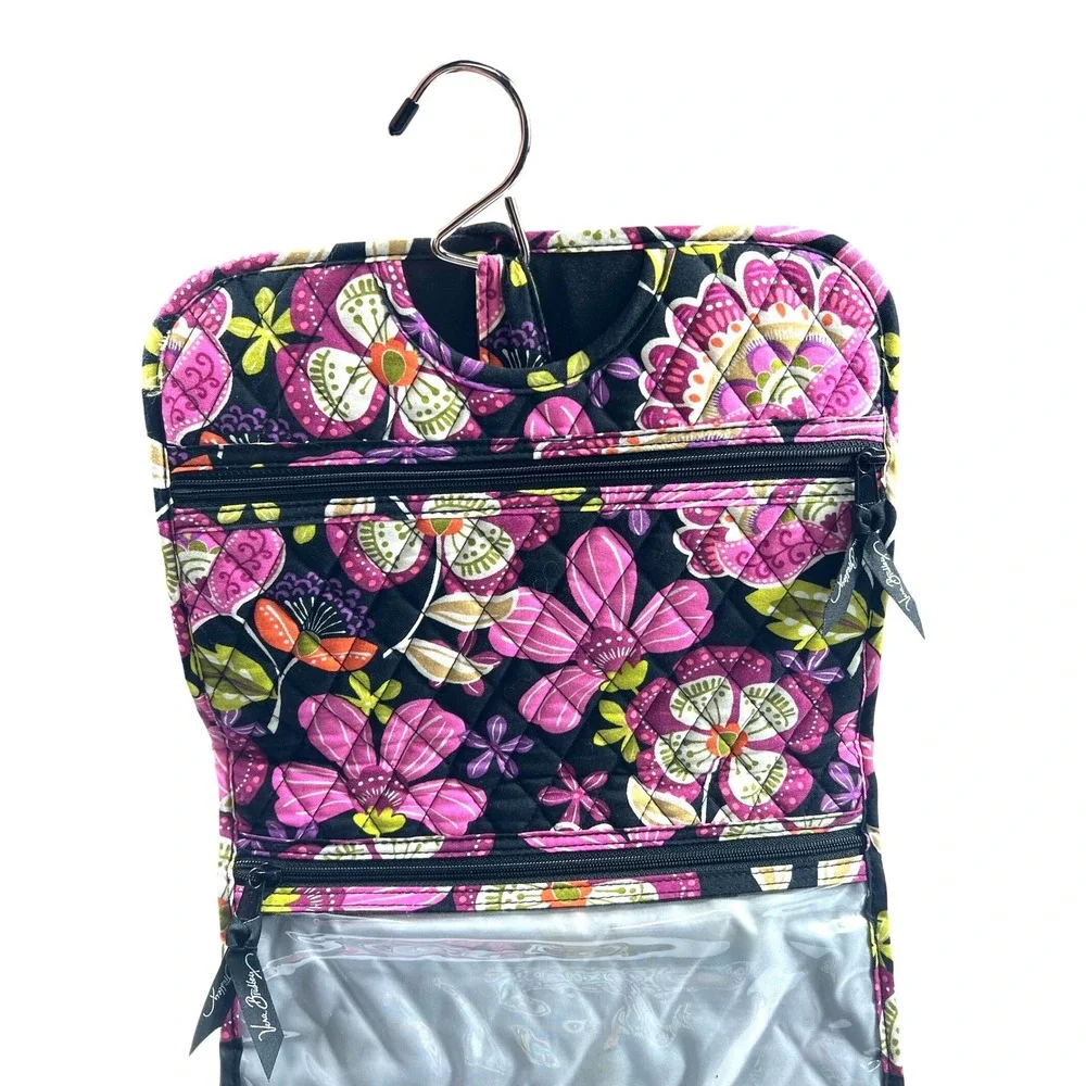 Vera Bradley Plum Crazy Hanging Travel Organizer Floral Quilted Toiletry Bag GUC